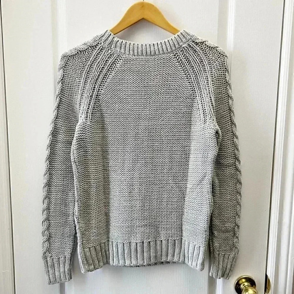 GAP Cable Knit Sweater Cotton Crewneck Fisherman Pullover Grey Size  Small - Picture 8 of 16
